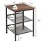 Rustic Brown Adjustable 3-Tier Industrial End Table with Metal Mesh